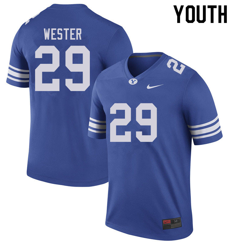 Youth #29 Chase Wester BYU Cougars College Football Jerseys Sale-Royal